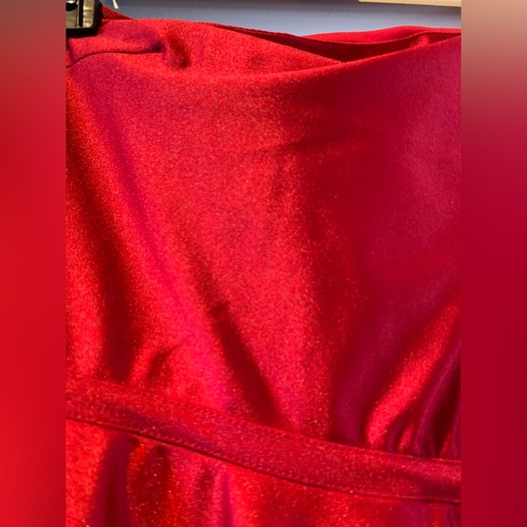 Jr City Studio 1 Shoulder Fit-and-flare Mini Silky Soft Red Dress pockets Sz 15 - Picture 11 of 12